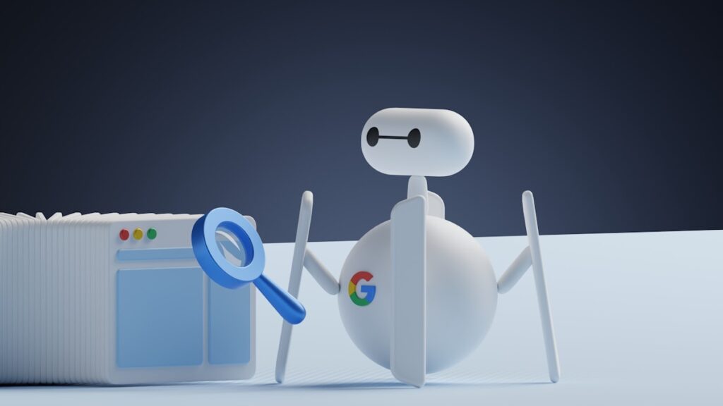 Иллюстрация искусственного интеллекта, анализирующего данные через увеличительное стекло